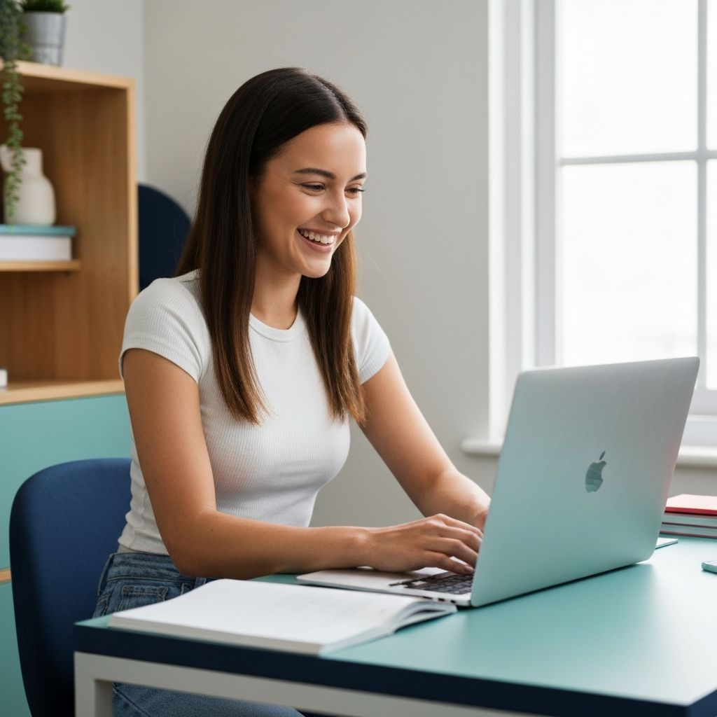 Puluzia Academy'de online İngilizce öğrenen mutlu öğrenci